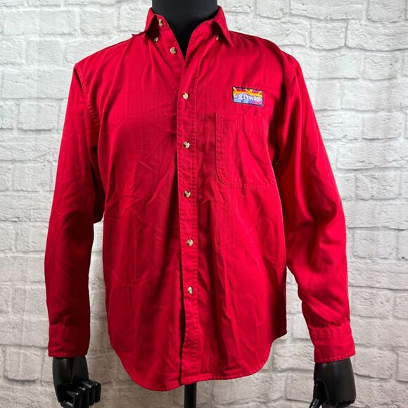 Vtg Hollywood Video Uniform Work Shirt Unisex Small Embroidered Red Long Sleeve - Picture 9 of 12